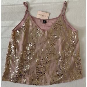 Shein Bae W XL Blush Pink Sequin Camosole Glamorous New With Tags
